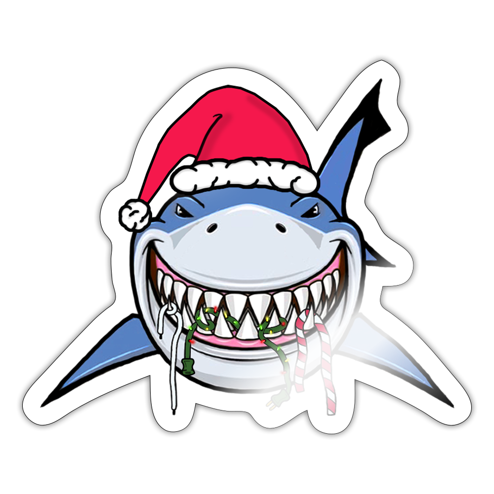 Santa Shark Sticker - LIMITED EDITION - white glossy